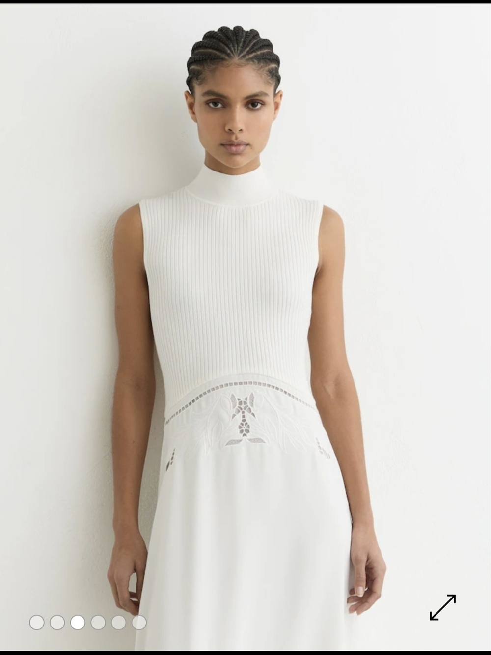 Reiss Ivory Phoenix Knit Woven Midi 2 $440 - Picture 3 of 8